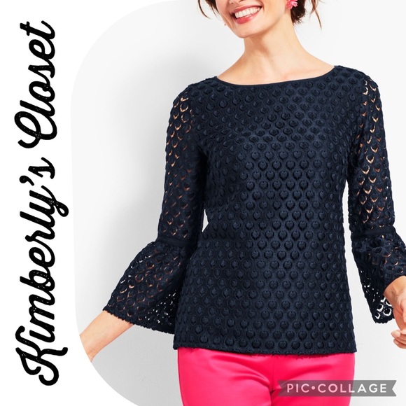 ❤️RSVP by TALBOTS❤️ Stunning Navy Lace Top - Picture 1 of 8
